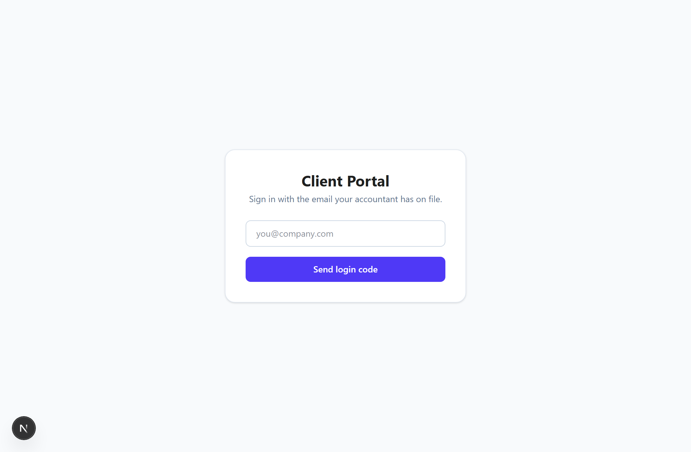 Bizotic One client portal login screen
